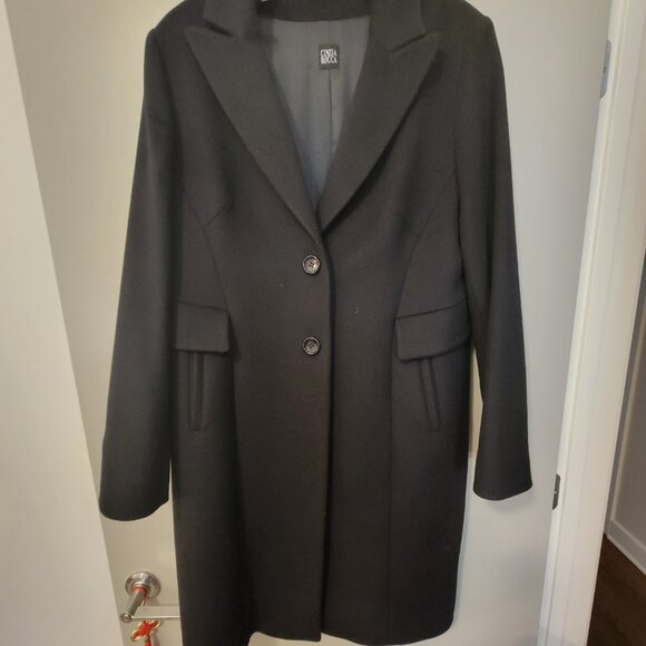 Cinzia Rocca Black Knee Length Virgin Wool Coat - SZ 16US/IT52